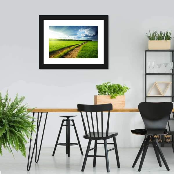 Ground Road & Sunset Canvas Wall Art-3 Horizontal-Gallery Wrap-25" x 16"-Tiaracle