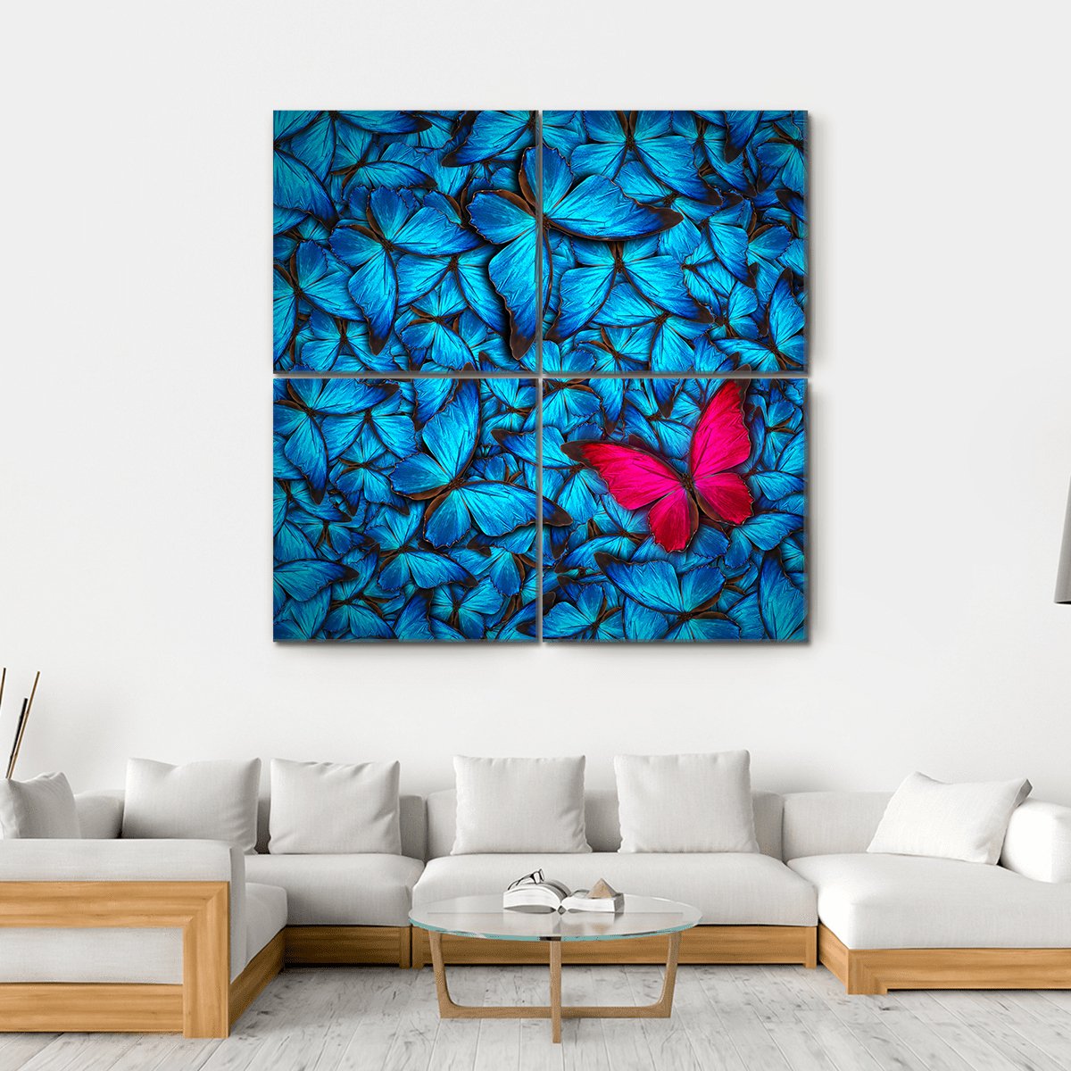 Group of Butterfly's Canvas Wall Art-4 Square-Gallery Wrap-17" x 17"-Tiaracle