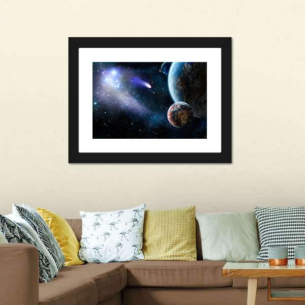 Group Of Comets Of Space Attacks Peace Planets Canvas Wall Art-3 Horizontal-Gallery Wrap-25" x 16"-Tiaracle
