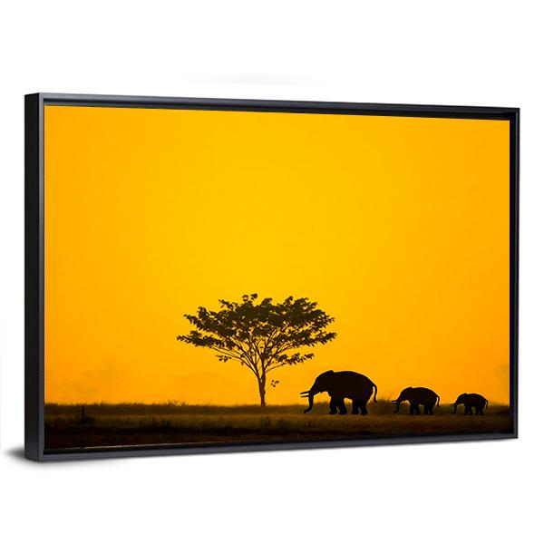 Group Of Elephant Thailand Canvas Wall Art-3 Horizontal-Gallery Wrap-25" x 16"-Tiaracle