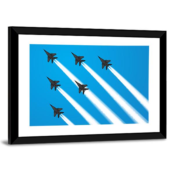 Group Of Military Fighter Jets Canvas Wall Art-5 Horizontal-Gallery Wrap-22" x 12"-Tiaracle