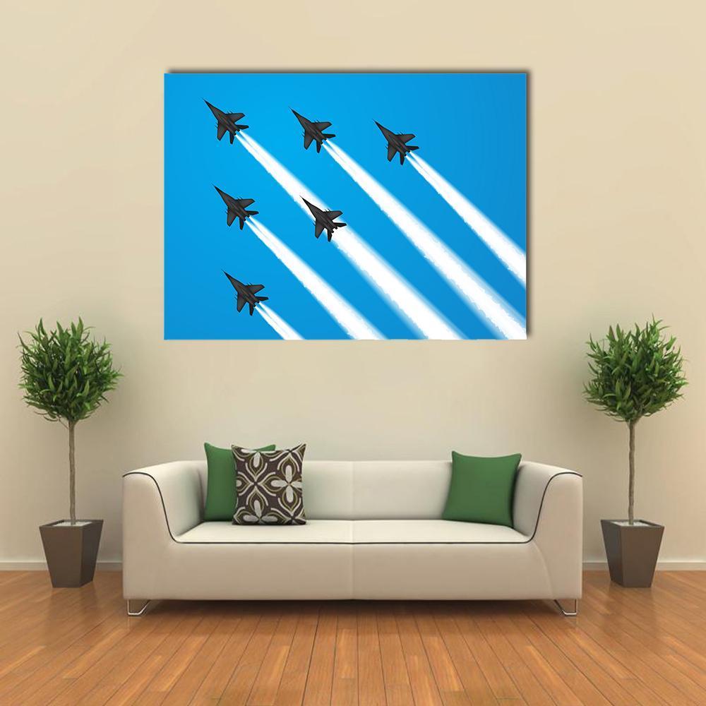 Group Of Military Fighter Jets Canvas Wall Art-1 Piece-Gallery Wrap-48" x 32"-Tiaracle