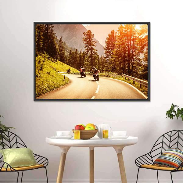 Group Of Motorcyclists Canvas Wall Art-5 Horizontal-Gallery Wrap-22" x 12"-Tiaracle