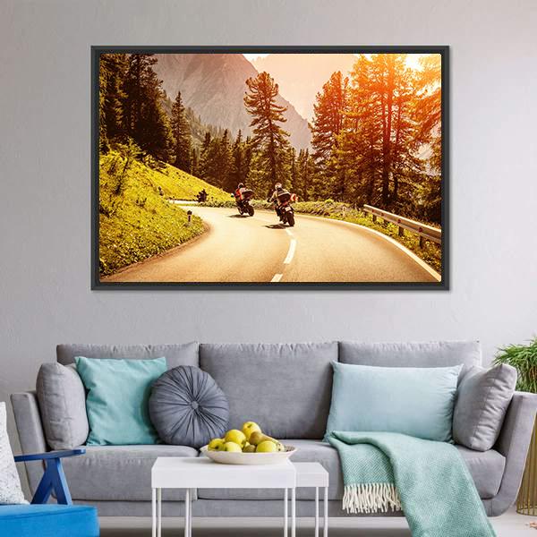 Group Of Motorcyclists Canvas Wall Art-5 Horizontal-Gallery Wrap-22" x 12"-Tiaracle