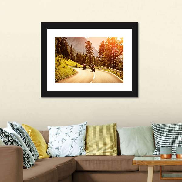 Group Of Motorcyclists Canvas Wall Art-5 Horizontal-Gallery Wrap-22" x 12"-Tiaracle