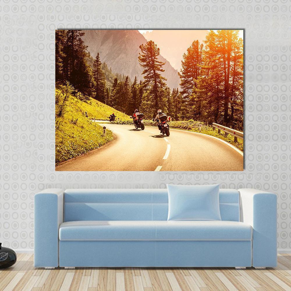Group Of Motorcyclists Canvas Wall Art-4 Horizontal-Gallery Wrap-34" x 24"-Tiaracle