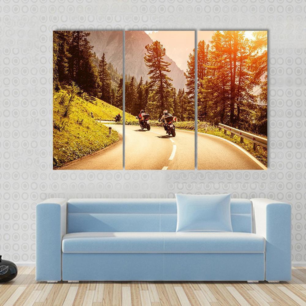 Group Of Motorcyclists Canvas Wall Art-3 Horizontal-Gallery Wrap-37" x 24"-Tiaracle