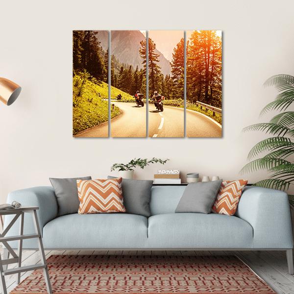 Group Of Motorcyclists Canvas Wall Art-4 Horizontal-Gallery Wrap-34" x 24"-Tiaracle