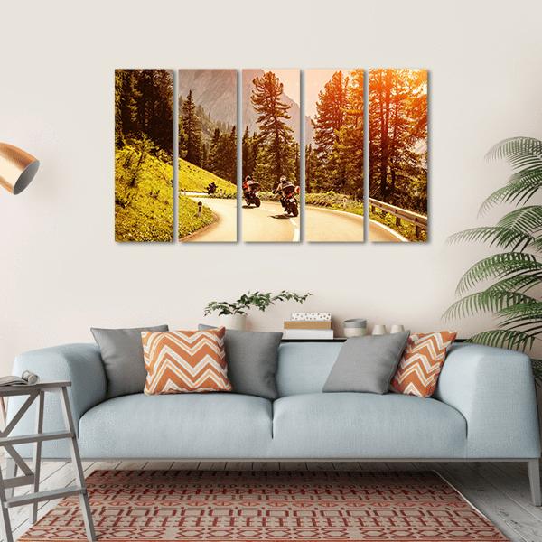 Group Of Motorcyclists Canvas Wall Art-5 Horizontal-Gallery Wrap-22" x 12"-Tiaracle
