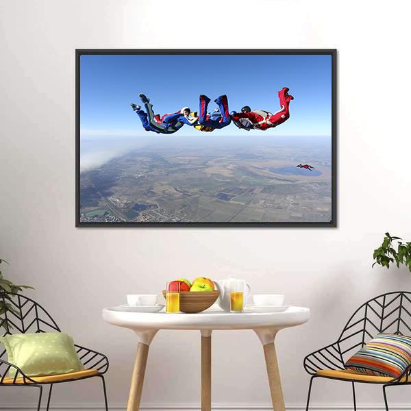 Group Of Paratroopers Canvas Wall Art-3 Horizontal-Gallery Wrap-25" x 16"-Tiaracle