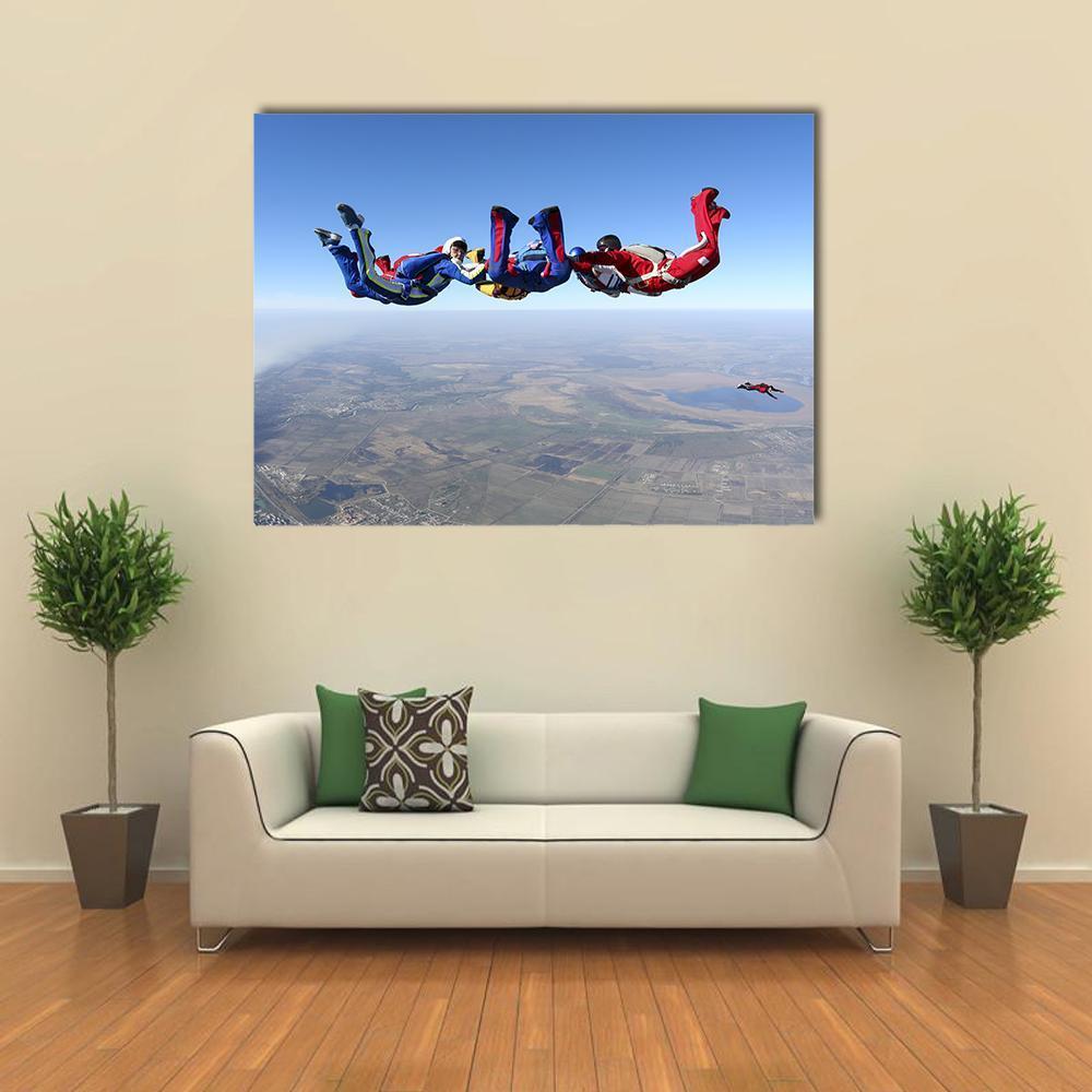 Group Of Paratroopers Canvas Wall Art-4 Pop-Gallery Wrap-50" x 32"-Tiaracle