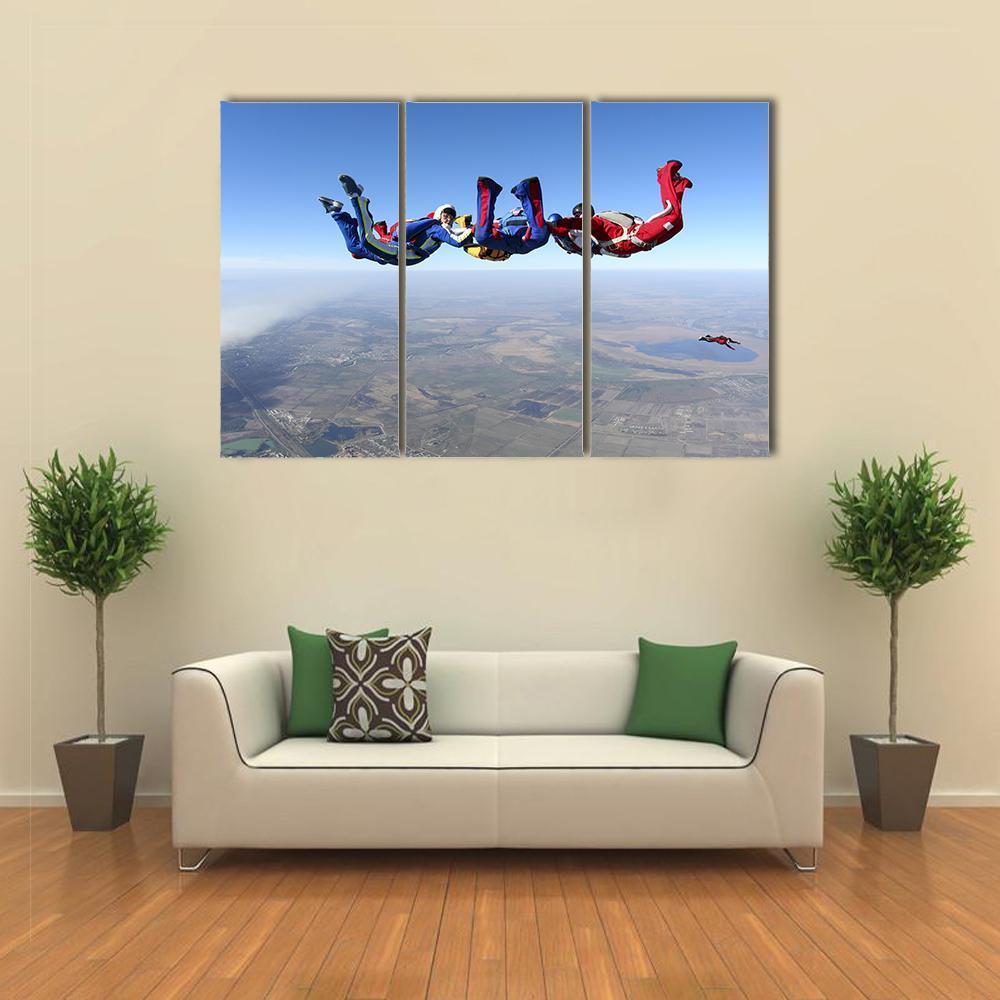 Group Of Paratroopers Canvas Wall Art-3 Horizontal-Gallery Wrap-37" x 24"-Tiaracle