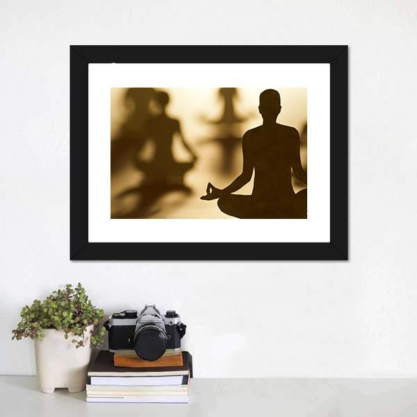 Group Of People Doing Yoga Canvas Wall Art-1 Piece-Framed Print-20&quot; x 16&quot;-Tiaracle