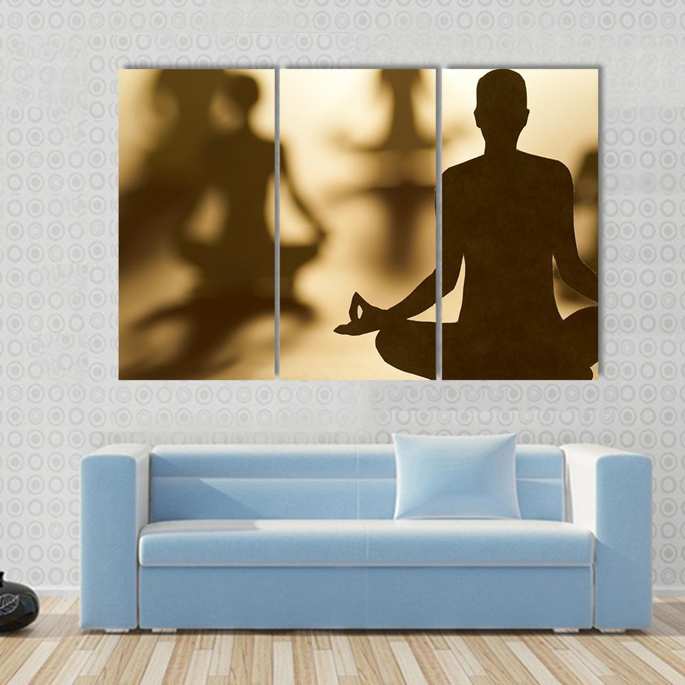 Group Of People Doing Yoga Canvas Wall Art-3 Horizontal-Gallery Wrap-37&quot; x 24&quot;-Tiaracle