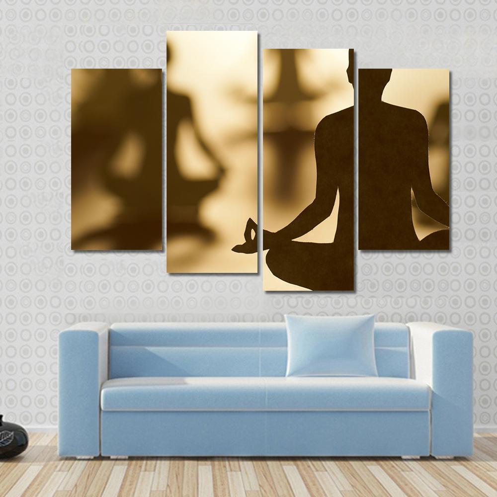 Group Of People Doing Yoga Canvas Wall Art-4 Pop-Gallery Wrap-50&quot; x 32&quot;-Tiaracle