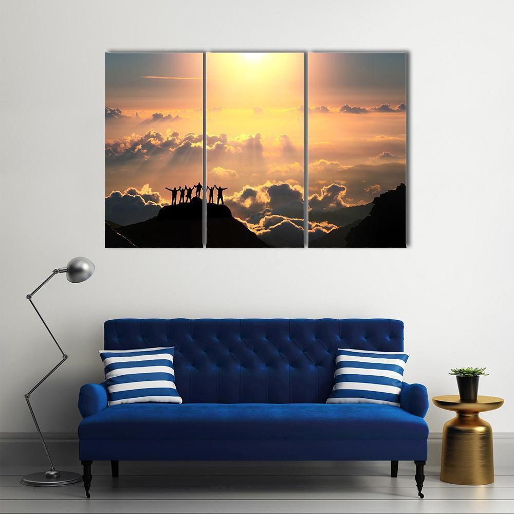 Group Of People On Hill Canvas Wall Art-3 Horizontal-Gallery Wrap-37" x 24"-Tiaracle