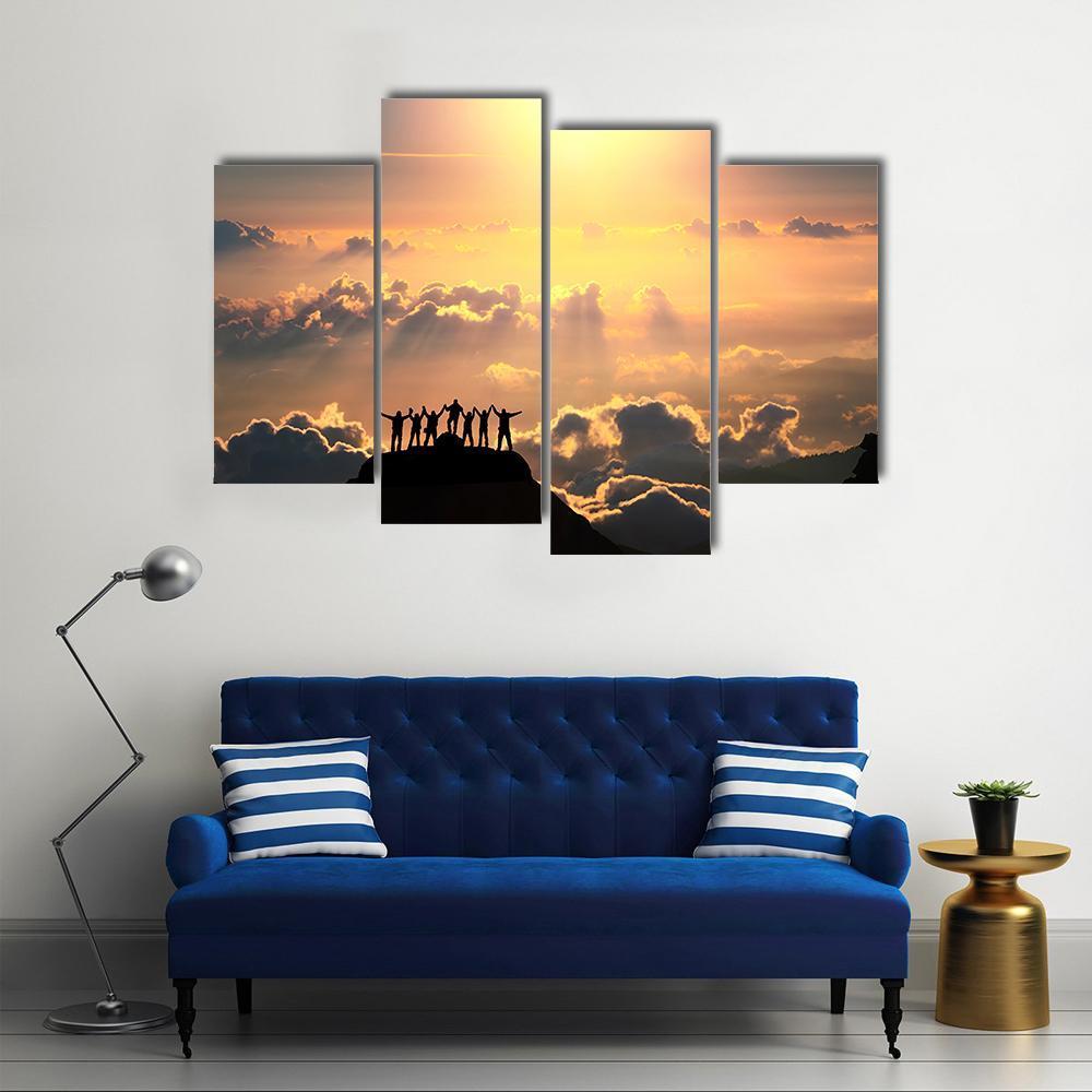 Group Of People On Hill Canvas Wall Art-4 Pop-Gallery Wrap-50" x 32"-Tiaracle