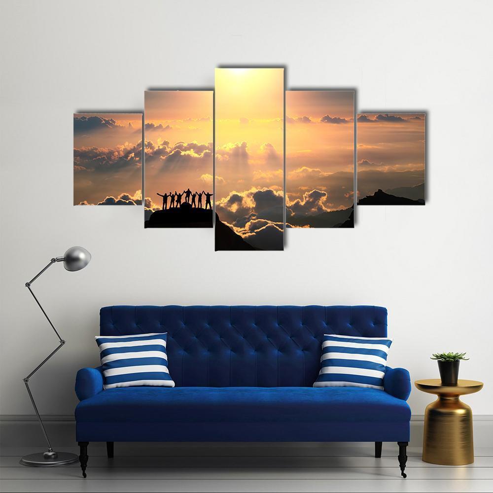 Group Of People On Hill Canvas Wall Art-4 Pop-Gallery Wrap-50" x 32"-Tiaracle