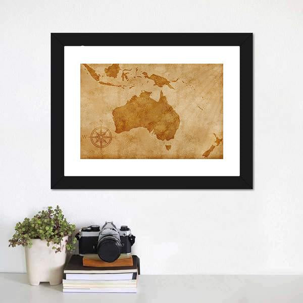 Grunge Australia Map Canvas Wall Art-1 Piece-Framed Print-20&quot; x 16&quot;-Tiaracle