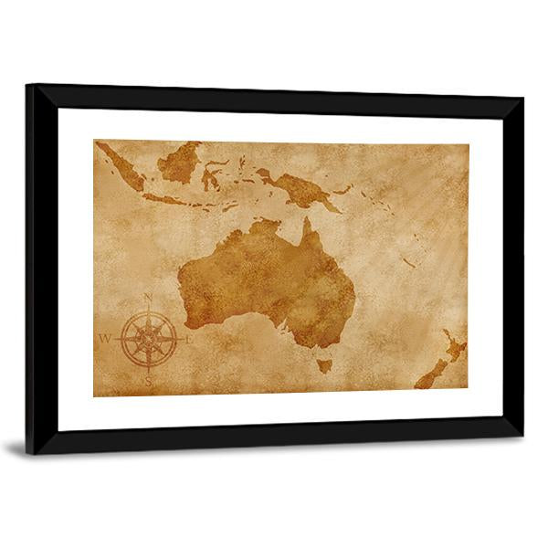 Grunge Australia Map Canvas Wall Art-5 Horizontal-Gallery Wrap-22" x 12"-Tiaracle