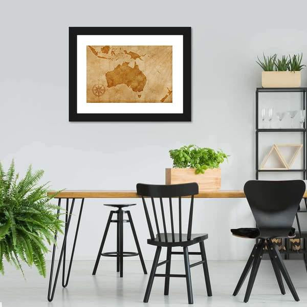 Grunge Australia Map Canvas Wall Art-5 Horizontal-Gallery Wrap-22" x 12"-Tiaracle