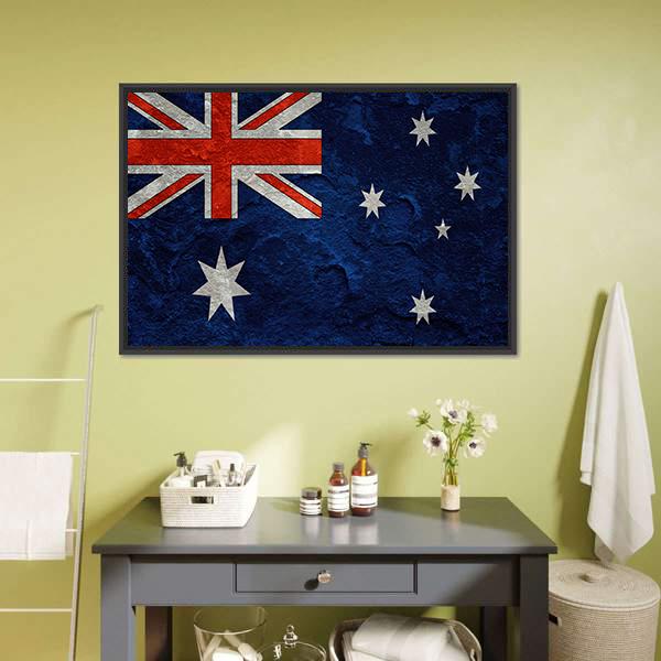 Grunge Australian Flag Canvas Wall Art-1 Piece-Floating Frame-24" x 16"-Tiaracle