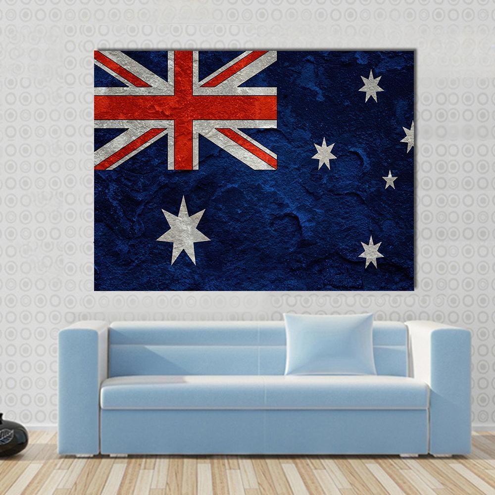 Grunge Australian Flag Canvas Wall Art-1 Piece-Gallery Wrap-48" x 32"-Tiaracle
