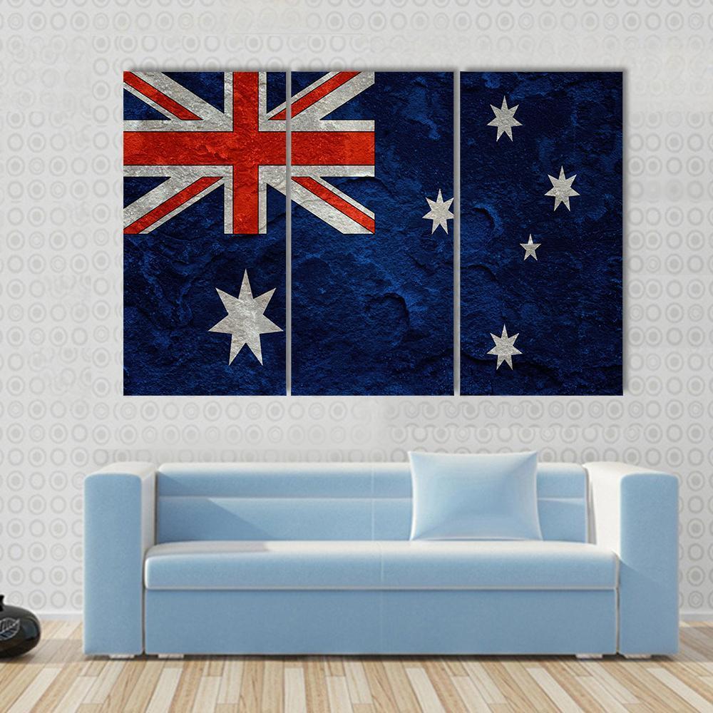 Grunge Australian Flag Canvas Wall Art-3 Horizontal-Gallery Wrap-37" x 24"-Tiaracle