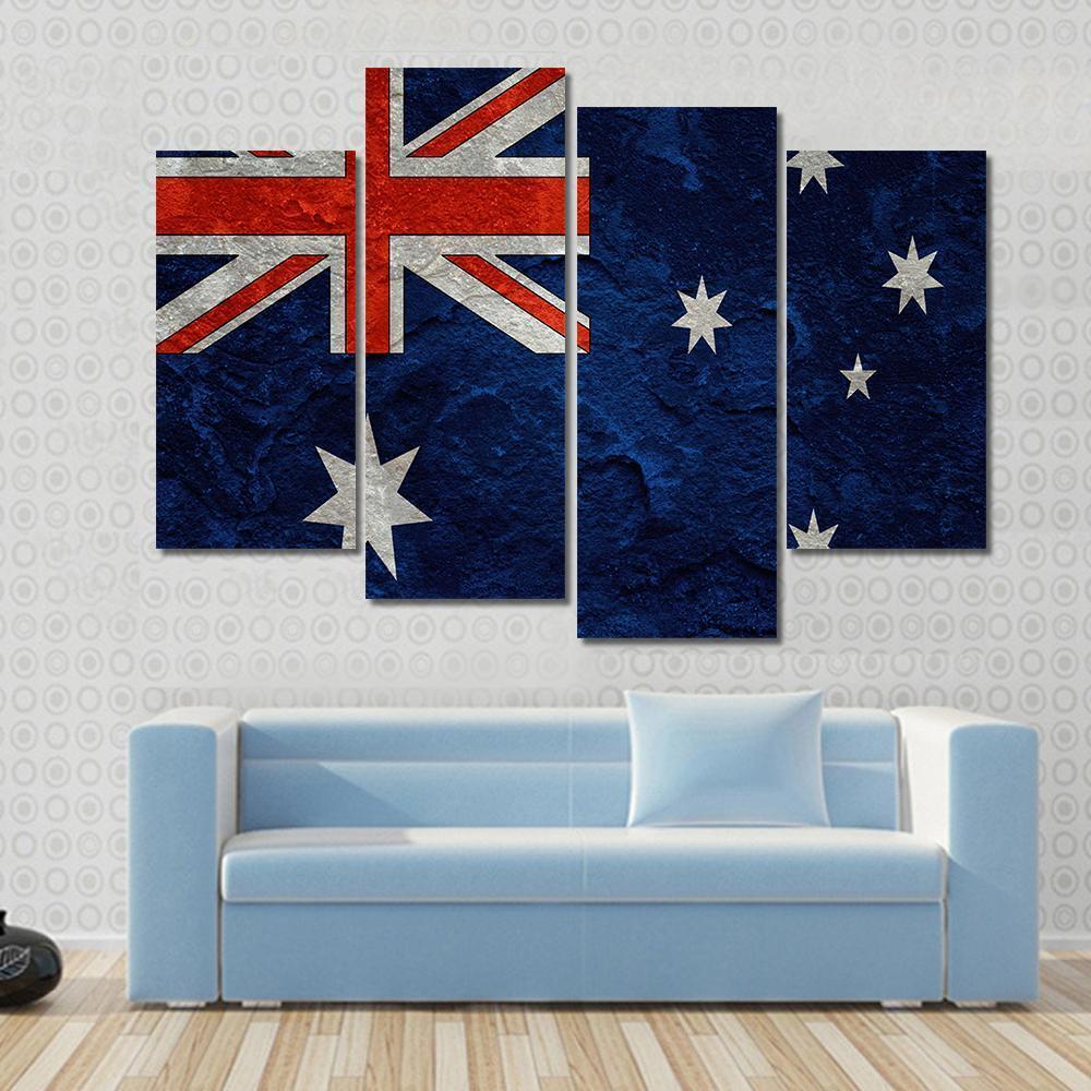 Grunge Australian Flag Canvas Wall Art-4 Pop-Gallery Wrap-50" x 32"-Tiaracle