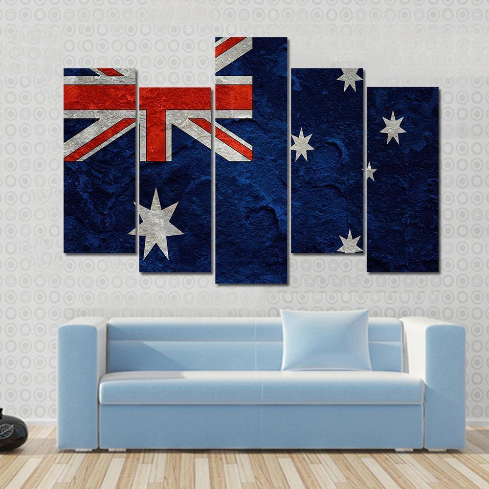 Grunge Australian Flag Canvas Wall Art-5 Pop-Gallery Wrap-47" x 32"-Tiaracle