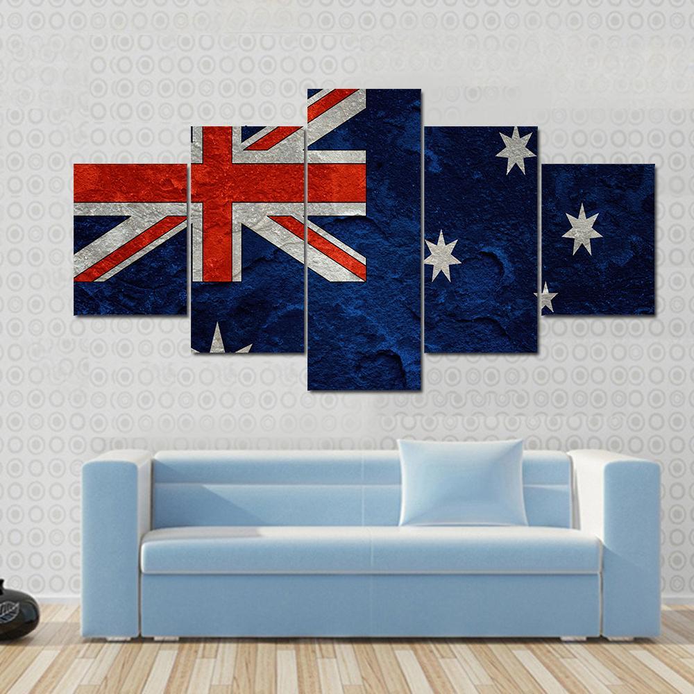 Grunge Australian Flag Canvas Wall Art-5 Star-Gallery Wrap-62" x 32"-Tiaracle