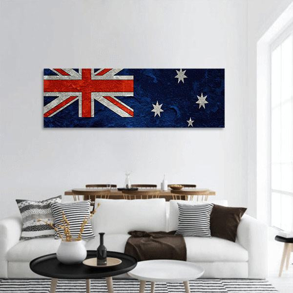 Grunge Australian Flag Panoramic Canvas Wall Art-1 Piece-36" x 12"-Tiaracle