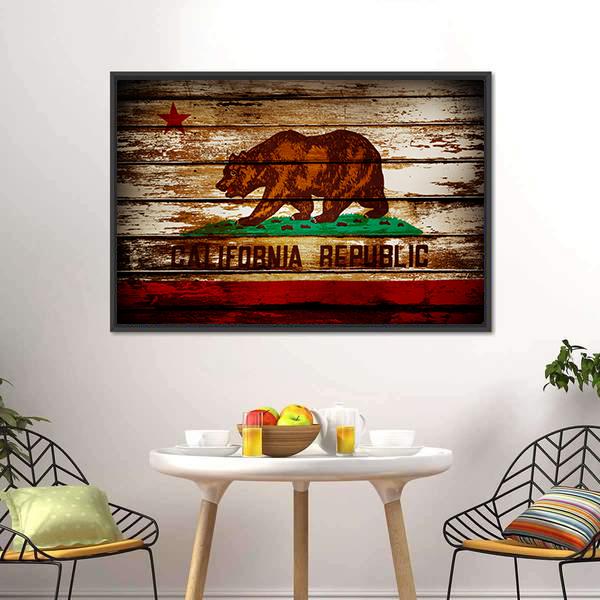 Grunge California Flag Canvas Wall Art-5 Horizontal-Gallery Wrap-22" x 12"-Tiaracle