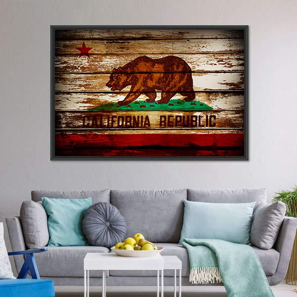 Grunge California Flag Canvas Wall Art-5 Horizontal-Gallery Wrap-22" x 12"-Tiaracle