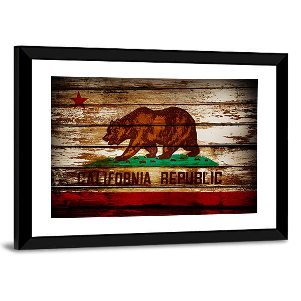 Grunge California Flag Canvas Wall Art-3 Horizontal-Gallery Wrap-25&quot; x 16&quot;-Tiaracle