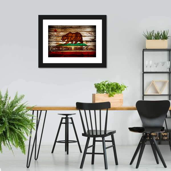 Grunge California Flag Canvas Wall Art-3 Horizontal-Gallery Wrap-25" x 16"-Tiaracle