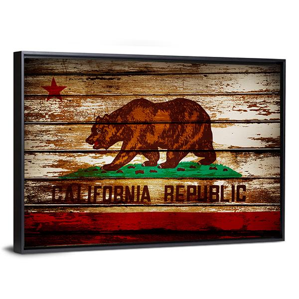 Grunge California Flag Canvas Wall Art-5 Horizontal-Gallery Wrap-22" x 12"-Tiaracle