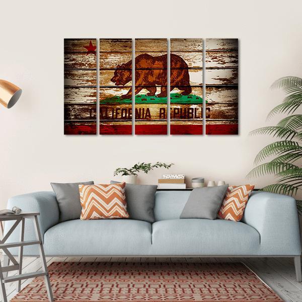 Grunge California Flag Canvas Wall Art-5 Horizontal-Gallery Wrap-22" x 12"-Tiaracle