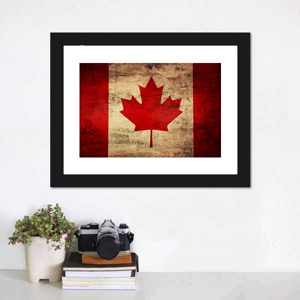 Grunge Canadian Flag Canvas Wall Art-1 Piece-Floating Frame-24" x 16"-Tiaracle