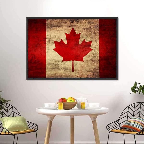 Grunge Canadian Flag Canvas Wall Art-5 Horizontal-Gallery Wrap-22" x 12"-Tiaracle