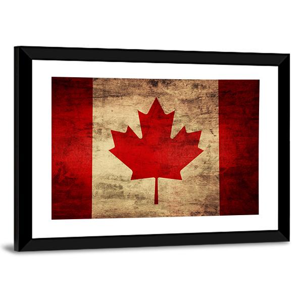 Grunge Canadian Flag Canvas Wall Art-5 Horizontal-Gallery Wrap-22" x 12"-Tiaracle