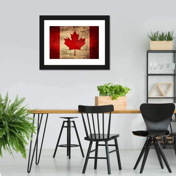 Grunge Canadian Flag Canvas Wall Art-5 Horizontal-Gallery Wrap-22" x 12"-Tiaracle