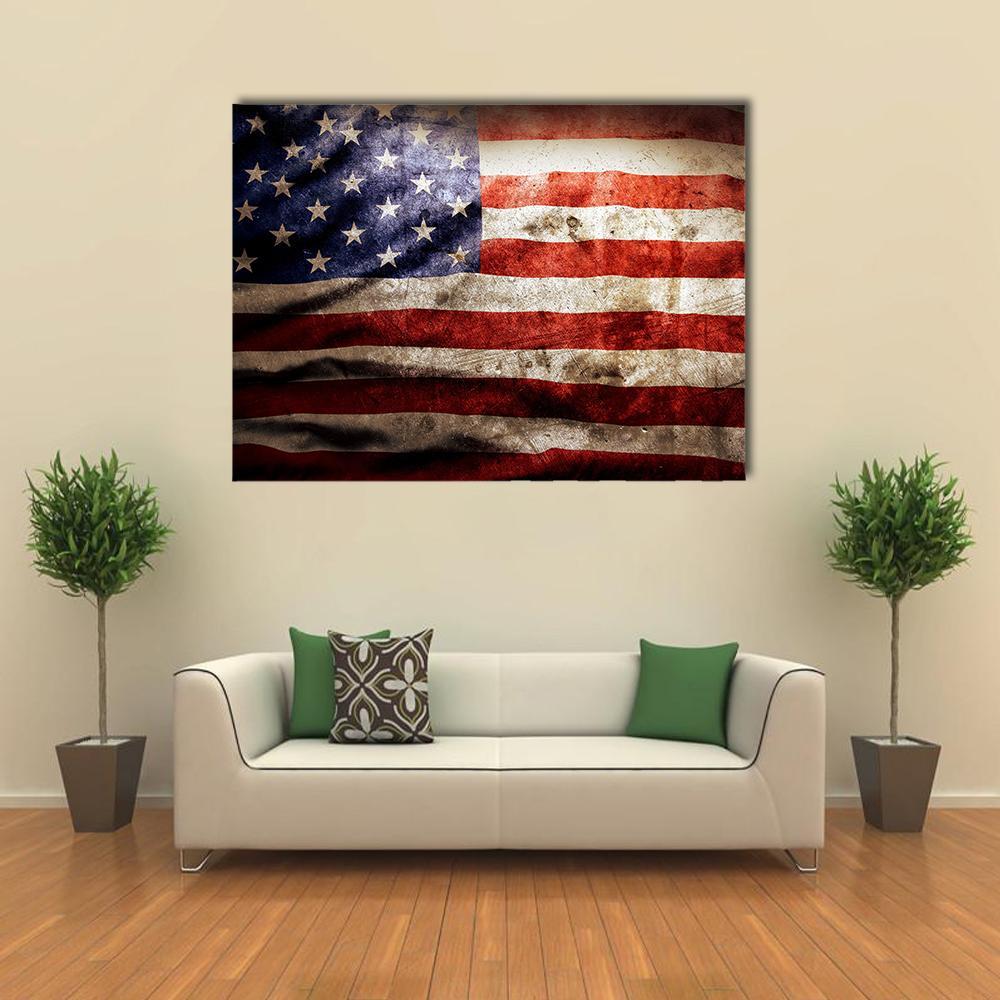 Grunge Flag Of America Canvas Wall Art-1 Piece-Gallery Wrap-48" x 32"-Tiaracle