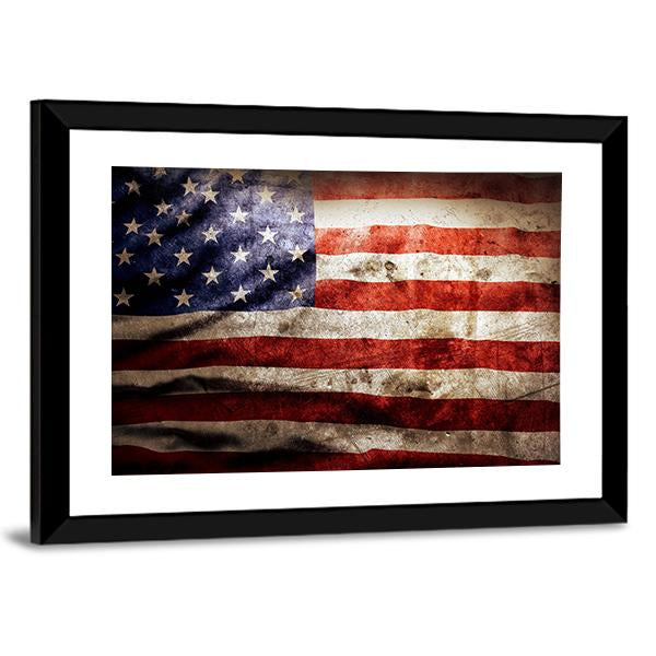 Grunge Flag Of America Canvas Wall Art-3 Horizontal-Gallery Wrap-25" x 16"-Tiaracle