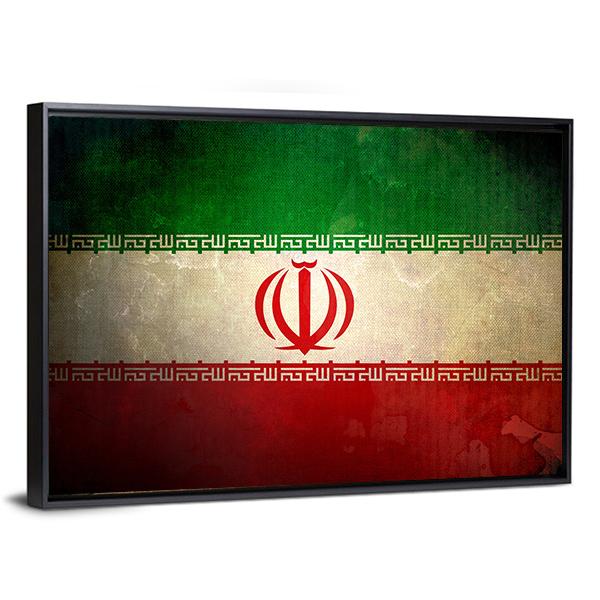 Grunge Iran Flag Canvas Wall Art-3 Horizontal-Gallery Wrap-25" x 16"-Tiaracle