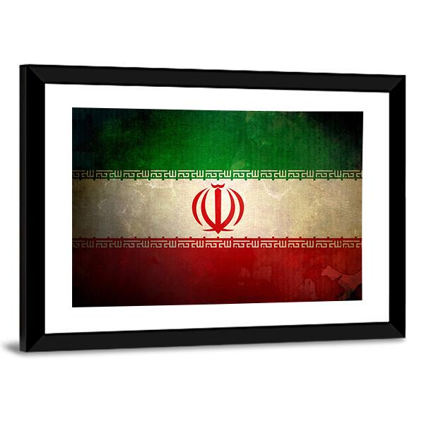 Grunge Iran Flag Canvas Wall Art-5 Horizontal-Gallery Wrap-22" x 12"-Tiaracle