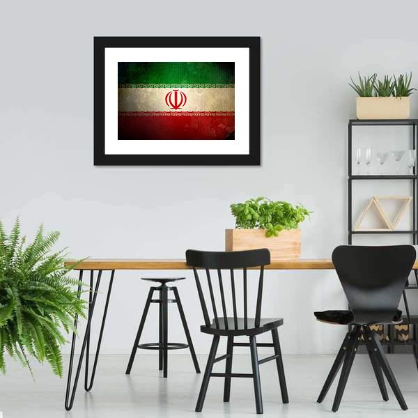 Grunge Iran Flag Canvas Wall Art-5 Horizontal-Gallery Wrap-22" x 12"-Tiaracle