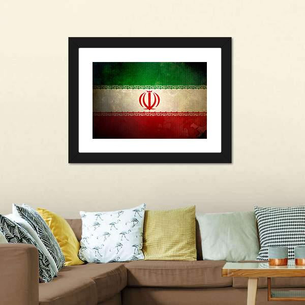 Grunge Iran Flag Canvas Wall Art-5 Horizontal-Gallery Wrap-22" x 12"-Tiaracle