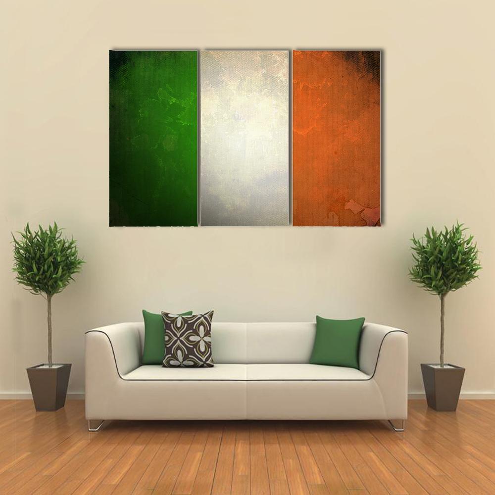 Grunge Irish Flag Canvas Wall Art-3 Horizontal-Gallery Wrap-37" x 24"-Tiaracle