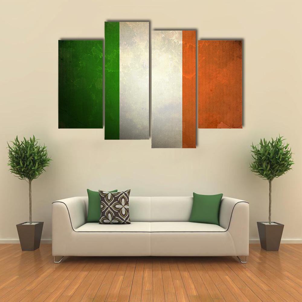 Grunge Irish Flag Canvas Wall Art-4 Pop-Gallery Wrap-50" x 32"-Tiaracle